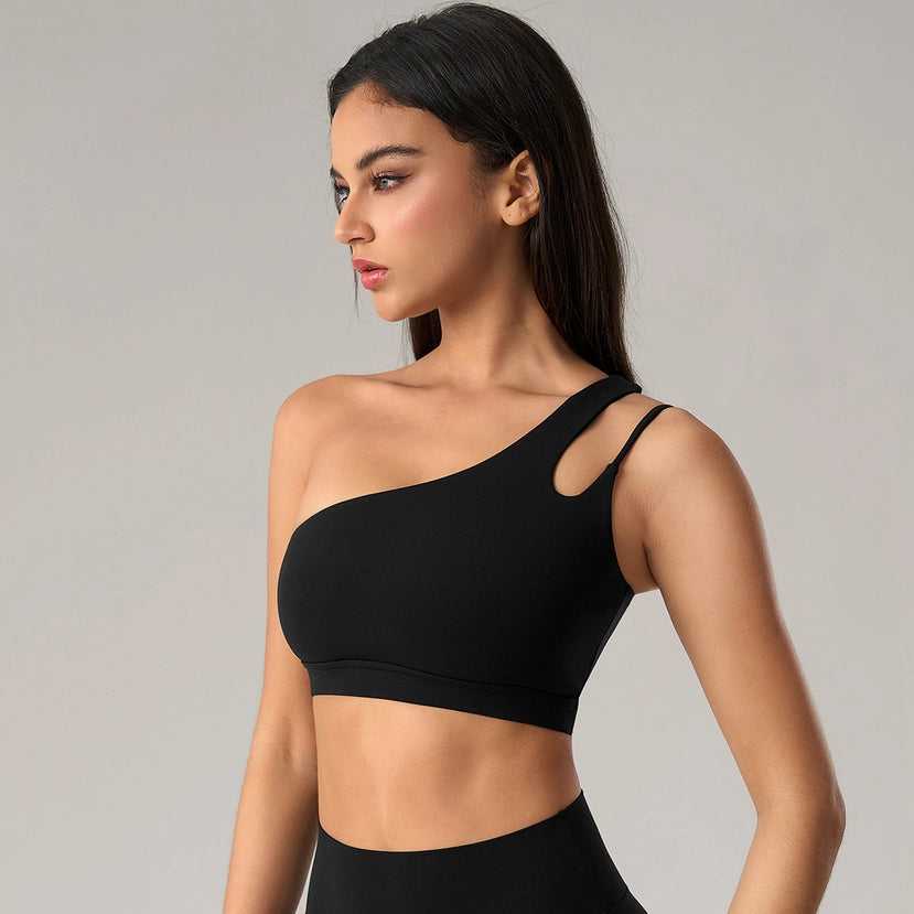 Women Asymmetrical Single Strap Crisscross Yoga Sports Bra