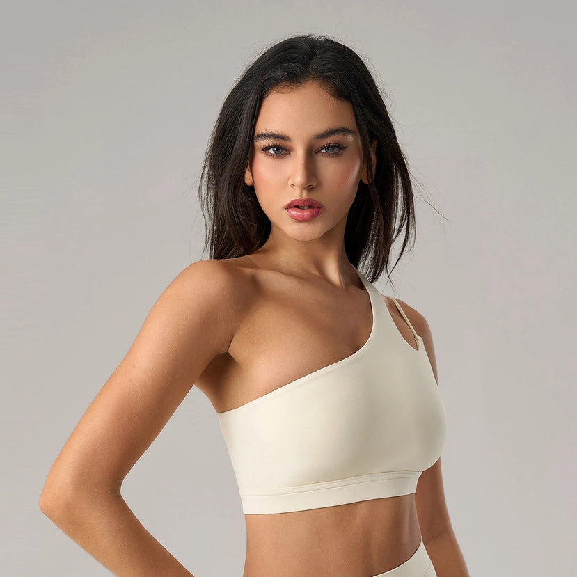 Women Asymmetrical Single Strap Crisscross Yoga Sports Bra