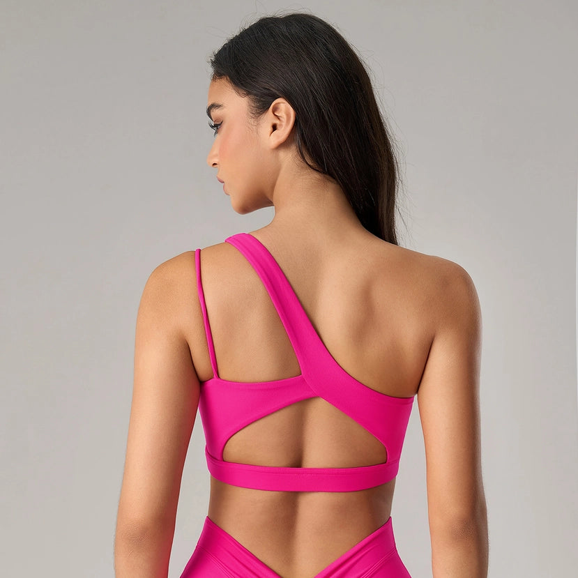 Women Asymmetrical Single Strap Crisscross Yoga Sports Bra