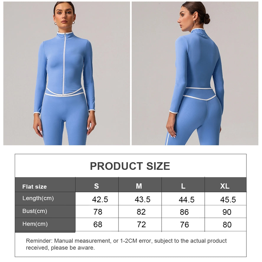 Women Color Block Full Zipper Training Yoga Sport Jacket