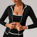 Women Color Block Full Zipper Training Yoga Sport Jacket